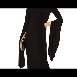 Norma Kamali low backed draped dress.